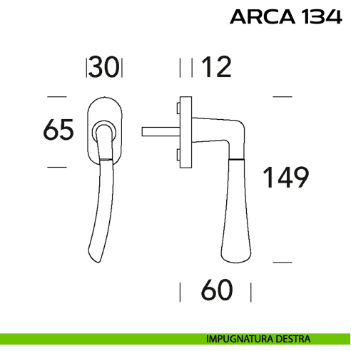 Maniglia per finestra martellina 134 Arca Reguitti