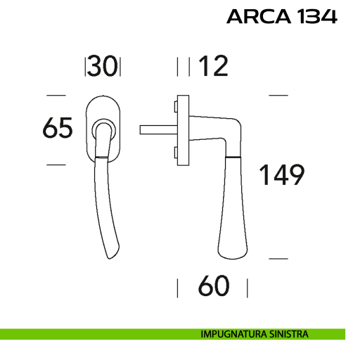 Maniglia per finestra martellina 134 Arca Reguitti