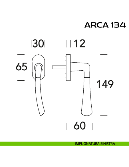 Maniglia per finestra martellina 134 Arca Reguitti