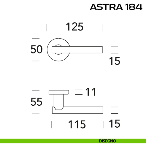 Maniglia per porta Astra 184 Reguitti disegno