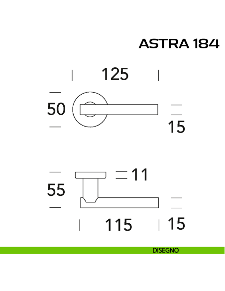 Maniglia per porta Astra 184 Reguitti disegno