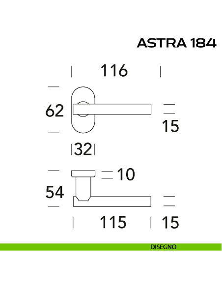 Maniglia per porta Astra 184 Reguitti con rosetta ovale