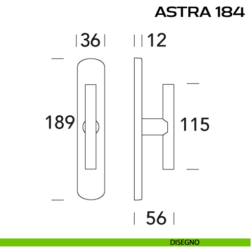 Maniglia per finestra cremonese Astra 184 Reguitti disegno