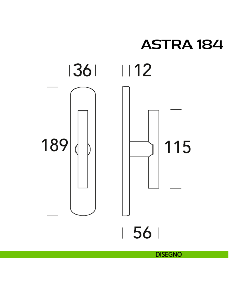 Maniglia per finestra cremonese Astra 184 Reguitti disegno
