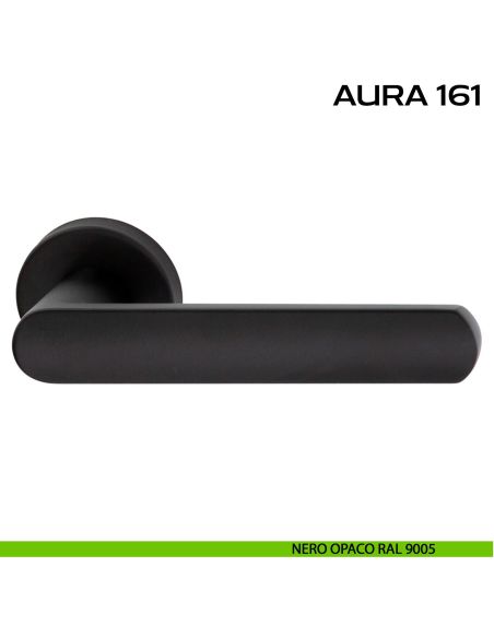 Maniglia per porta Aura 161 Reguitti con rosetta tonda nero