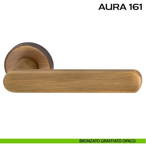Maniglia per porta Aura 161 Reguitti con rosetta tonda bronzato graffiato opaco