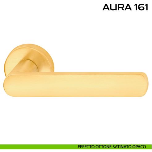 Maniglia per porta Aura 161 Reguitti con rosetta tonda ottone satinato opaco