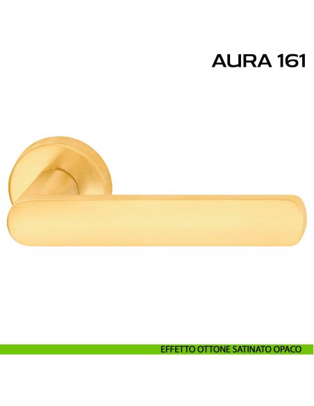 Maniglia per porta Aura 161 Reguitti con rosetta tonda ottone satinato opaco