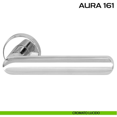 Maniglia per porta Aura 161 Reguitti con rosetta tonda lucido