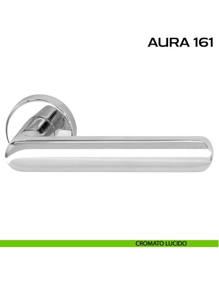 Maniglia per porta Aura 161 Reguitti con rosetta tonda lucido