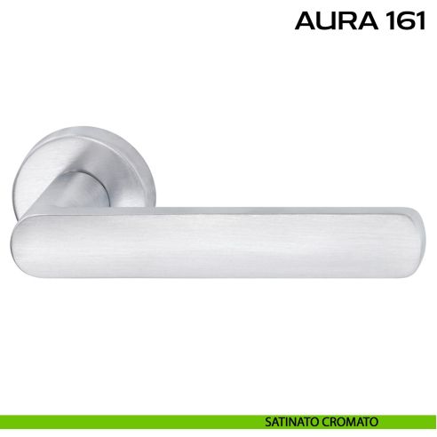 Maniglia per porta Aura 161 Reguitti con rosetta tonda satinato cromato