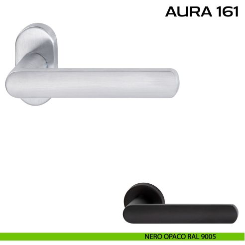 Maniglia per porta Aura 161 Reguitti con rosetta ovale nero