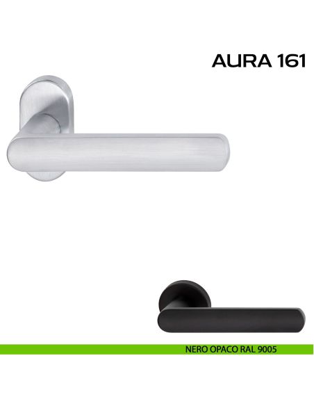 Maniglia per porta Aura 161 Reguitti con rosetta ovale nero