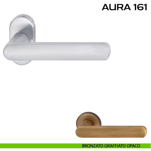 Maniglia per porta Aura 161 Reguitti con rosetta ovale bronzato