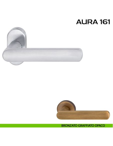 Maniglia per porta Aura 161 Reguitti con rosetta ovale bronzato