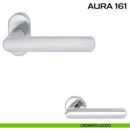 Maniglia per porta Aura 161 Reguitti con rosetta ovale cromato lucido