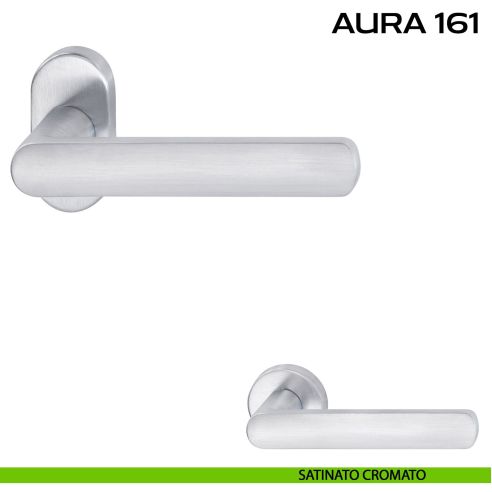 Maniglia per porta Aura 161 Reguitti con rosetta ovale satinato cromato