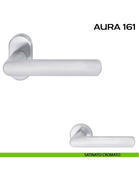 Maniglia per porta Aura 161 Reguitti con rosetta ovale satinato cromato