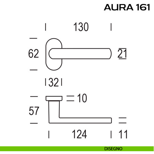 Maniglia per porta Aura 161 Reguitti con rosetta ovale disegno