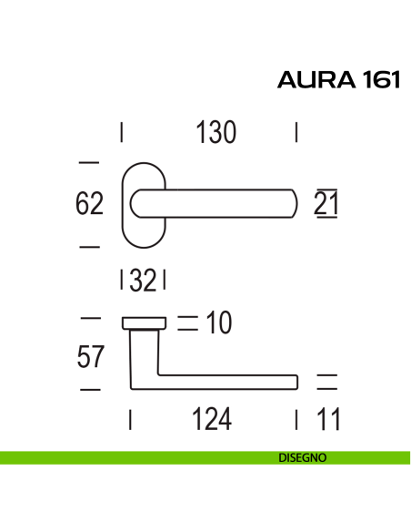Maniglia per porta Aura 161 Reguitti con rosetta ovale disegno