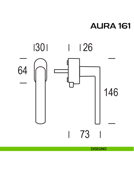 Maniglia per finestra con pulsante e rosetta DK Aura 161 Reguitti