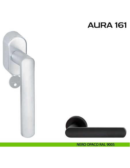 Maniglia per finestra con chiave e rosetta DK Aura 161 Reguitti nero