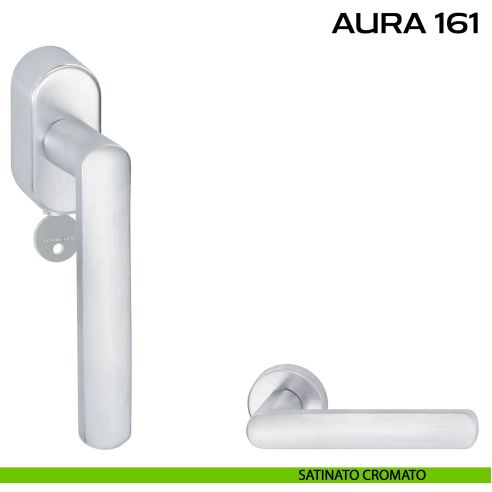 Maniglia per finestra con chiave e rosetta DK Aura 161 Reguitti satinato