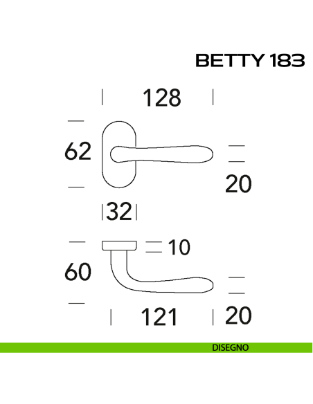 Maniglia per porta Betty 183 Reguitti con rosetta ovale disegno