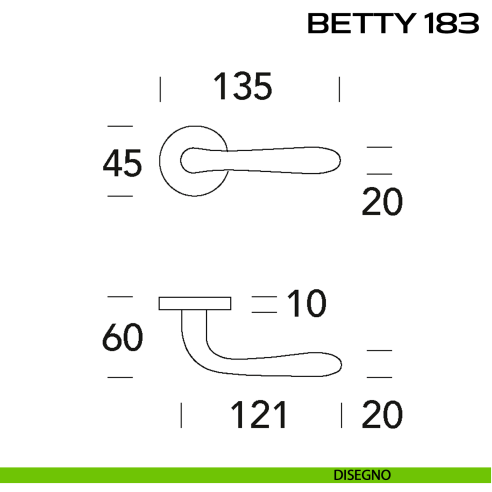 Maniglia per porta Betty 183 Reguitti disegno