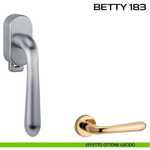 Maniglia per finestra DK con pulsante su placca Betty 183 Reguitti lucido