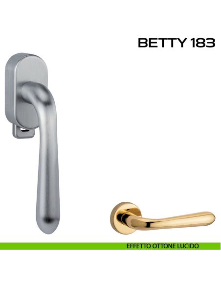 Maniglia per finestra DK con pulsante su placca Betty 183 Reguitti lucido