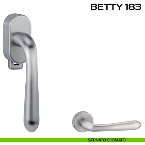 Maniglia per finestra DK con pulsante su placca Betty 183 Reguitti satinato