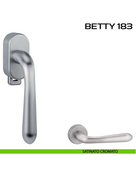 Maniglia per finestra DK con pulsante su placca Betty 183 Reguitti satinato