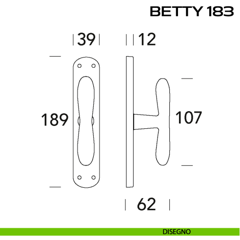 Maniglia per finestra cremonese Betty 183 Reguitti disegno
