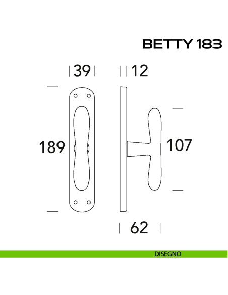 Maniglia per finestra cremonese Betty 183 Reguitti disegno