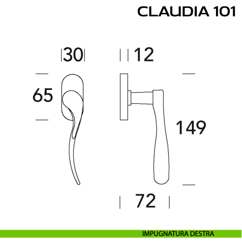 Maniglia martellina DK per finestra Claudia 101 Reguitti
