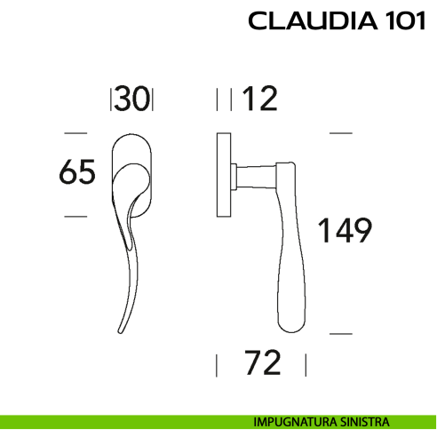 Maniglia martellina DK per finestra Claudia 101 Reguitti