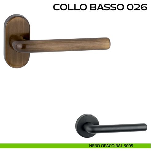 Maniglia per porta Collo Basso 026 Reguitti con rosetta ovale