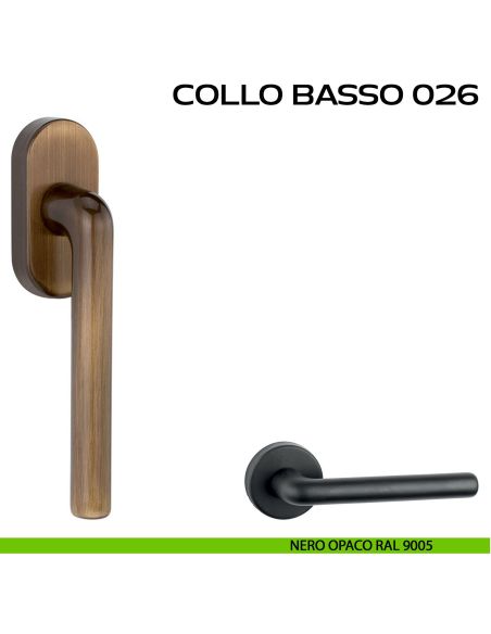 Maniglia per finestra martellina Collo Basso 026 Reguitti nero