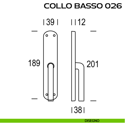 Maniglia per finestra cremonese Collo Basso 026 Reguitti disegno