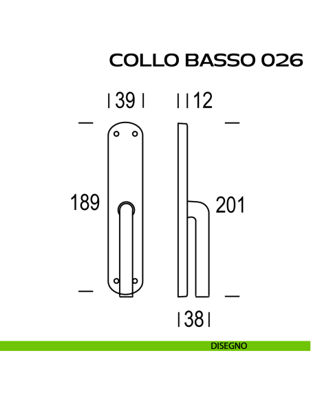 Maniglia per finestra cremonese Collo Basso 026 Reguitti disegno