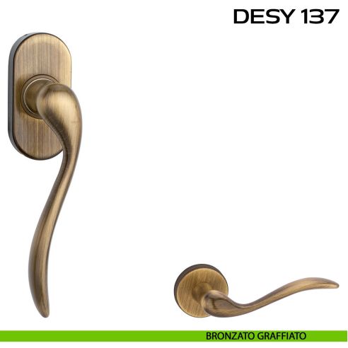 Maniglia martellina DK per finestra Desy 137 Reguitti bronzato