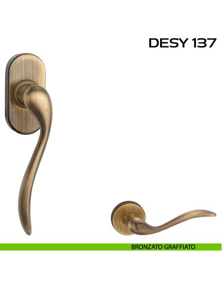 Maniglia martellina DK per finestra Desy 137 Reguitti bronzato