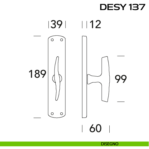 Maniglia cremonese per finestra Desy 137 Reguitti disegno