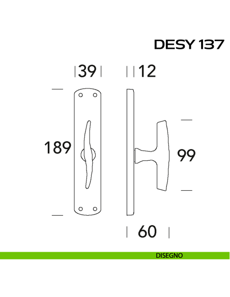 Maniglia cremonese per finestra Desy 137 Reguitti disegno