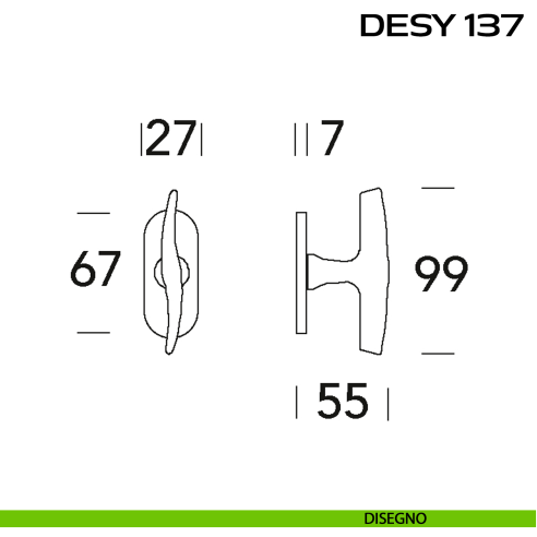 Maniglia per finestra martellina Desy 137 Reguitti disegno