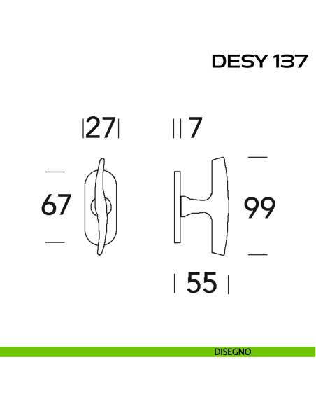 Maniglia per finestra martellina Desy 137 Reguitti disegno
