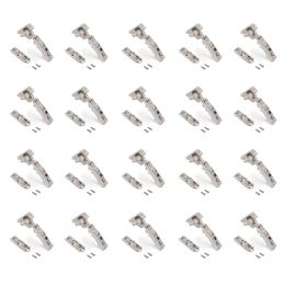 Emuca Lotto di 20 cerniere collo dritto X91 con chiusura soft e Basetta a vite, altezza 1, Acciaio, Nichelato