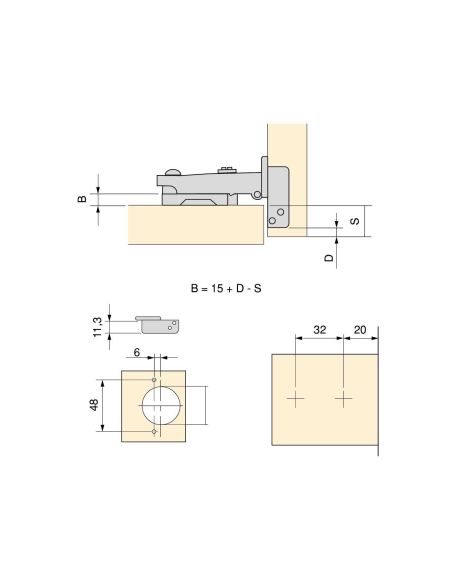 Emuca Lotto di 20 cerniere collo dritto X91 con chiusura soft e Basetta a vite, altezza 1, Acciaio, Nichelato