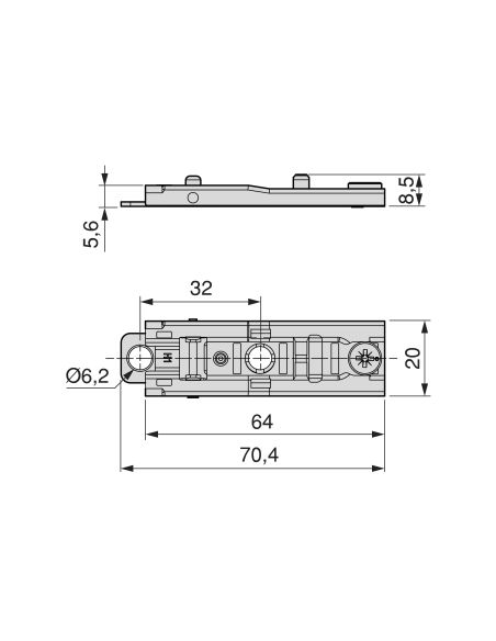 Emuca Lotto di 20 cerniere collo dritto X91 con chiusura soft e Basetta a vite, altezza 1, Acciaio, Nichelato